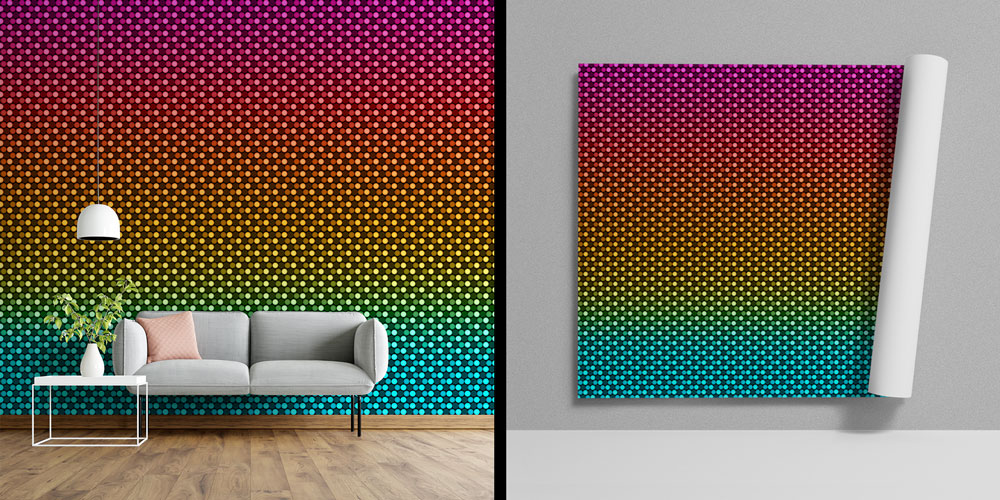 Renk Geçişli Nokta Desenli Modern Duvar Kağıdı 5077
