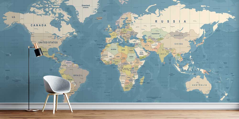 duvar-kagidi-5122-0 Detaylı Siyasi Dünya Haritası Harita Sanatı Duvar Kağıdı 5122