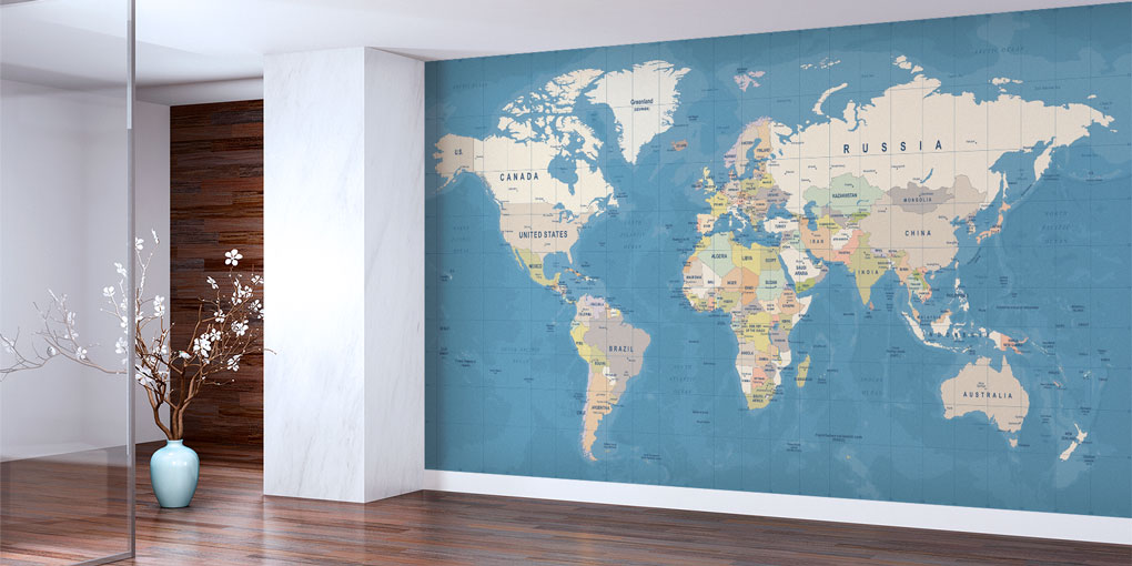 duvar-kagidi-5122-01 Detaylı Siyasi Dünya Haritası Harita Sanatı Duvar Kağıdı 5122