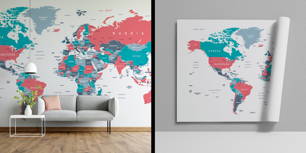 Renk Kodlu Siyasi Dünya Haritası Harita Sanatı Duvar Kağıdı 5123