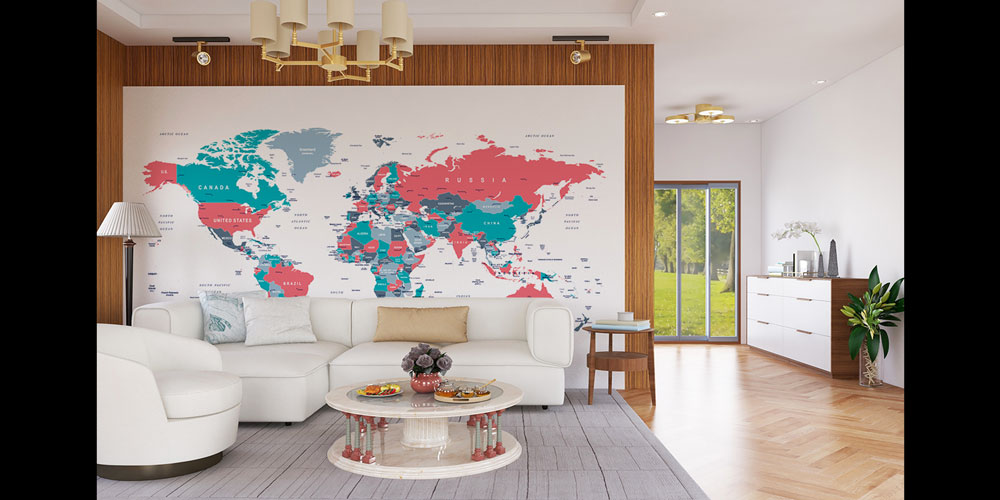duvar-kagidi-5123-02 Renk Kodlu Siyasi Dünya Haritası Harita Sanatı Duvar Kağıdı 5123
