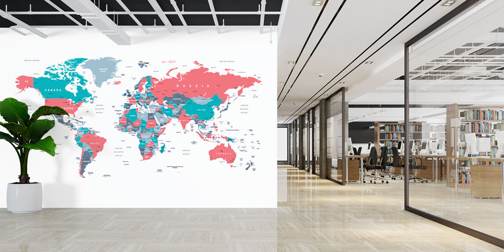 duvar-kagidi-5123-03 Renk Kodlu Siyasi Dünya Haritası Harita Sanatı Duvar Kağıdı 5123