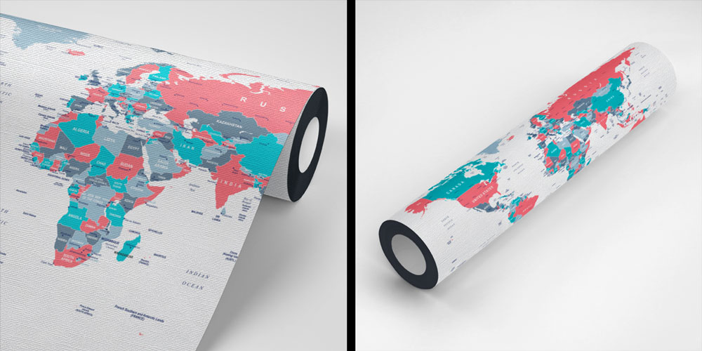 duvar-kagidi-5123-06 Renk Kodlu Siyasi Dünya Haritası Harita Sanatı Duvar Kağıdı 5123