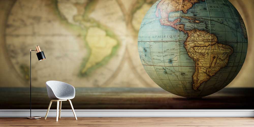 Antik Dünya Küresi Harita Sanatı Duvar Kağıdı 5124