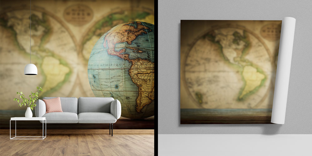 Antik Dünya Küresi Harita Sanatı Duvar Kağıdı 5124