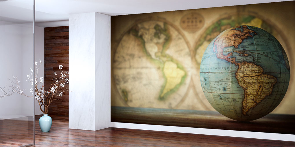 Antik Dünya Küresi Harita Sanatı Duvar Kağıdı 5124