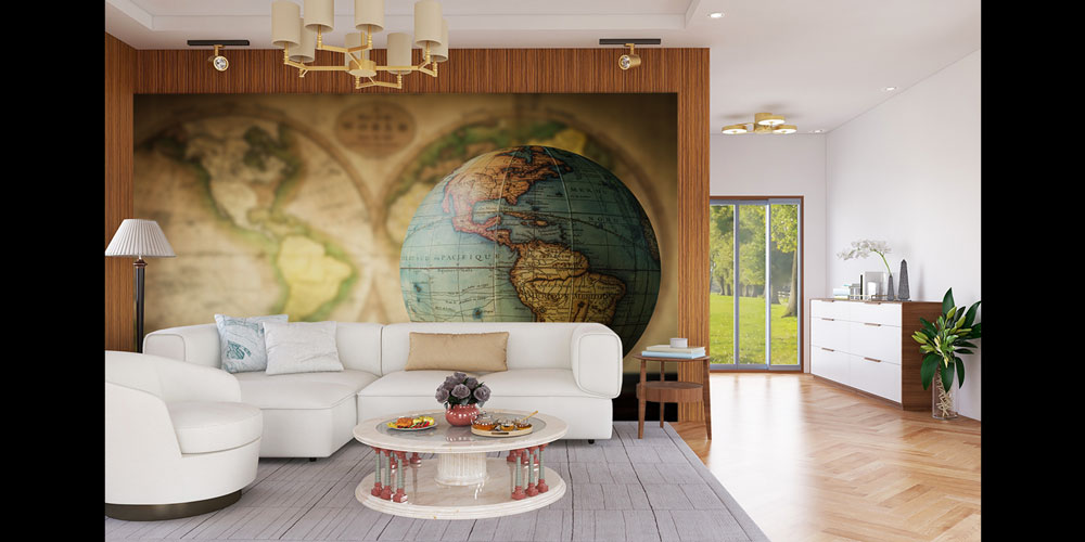 Antik Dünya Küresi Harita Sanatı Duvar Kağıdı 5124