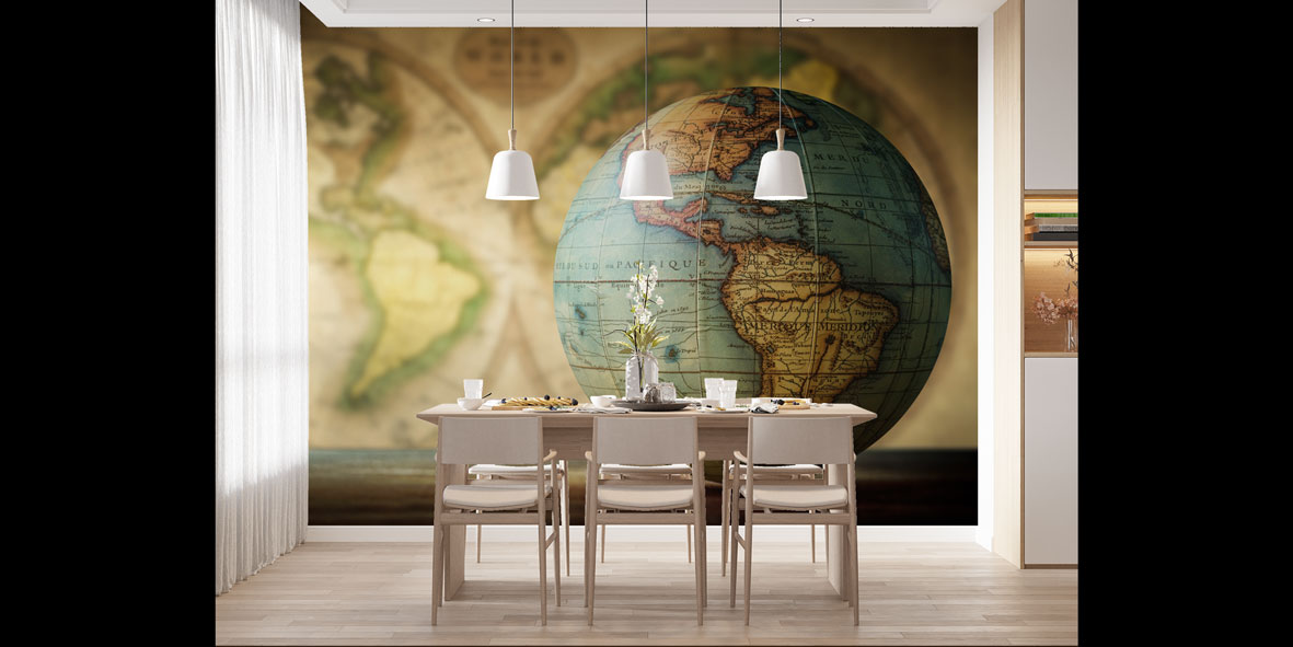 Antik Dünya Küresi Harita Sanatı Duvar Kağıdı 5124