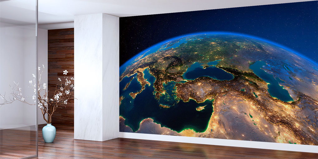 duvar-kagidi-5125-01 Uzaydan Dünya Gece Görünümü Harita Sanatı Duvar Kağıdı 5125