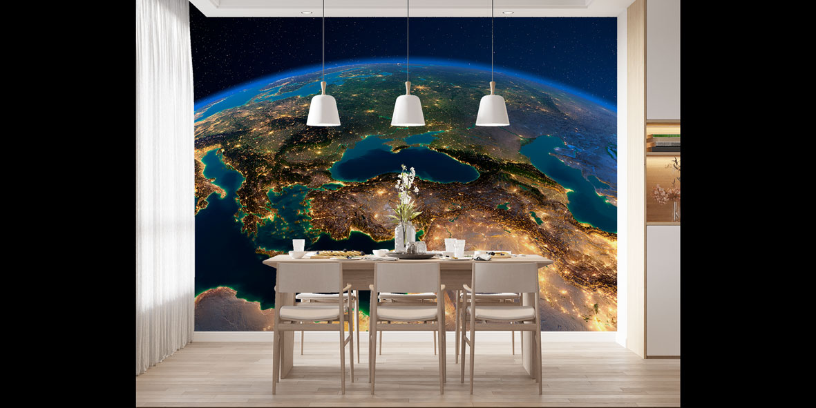 duvar-kagidi-5125-04 Uzaydan Dünya Gece Görünümü Harita Sanatı Duvar Kağıdı 5125
