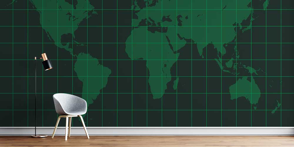 Grid Tasarımlı Modern Dünya Haritası Harita Sanatı Duvar Kağıdı 5129