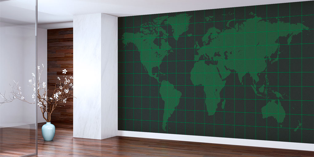 Grid Tasarımlı Modern Dünya Haritası Harita Sanatı Duvar Kağıdı 5129