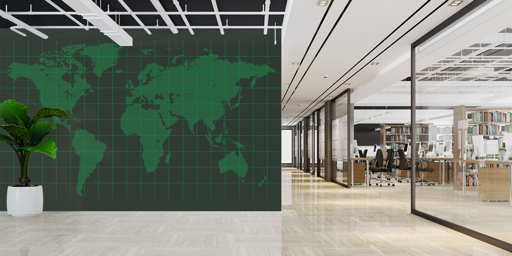 Grid Tasarımlı Modern Dünya Haritası Harita Sanatı Duvar Kağıdı 5129