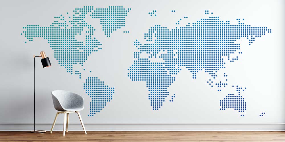 Nokta Desenli Minimal Dünya Haritası Harita Sanatı Duvar Kağıdı 5130