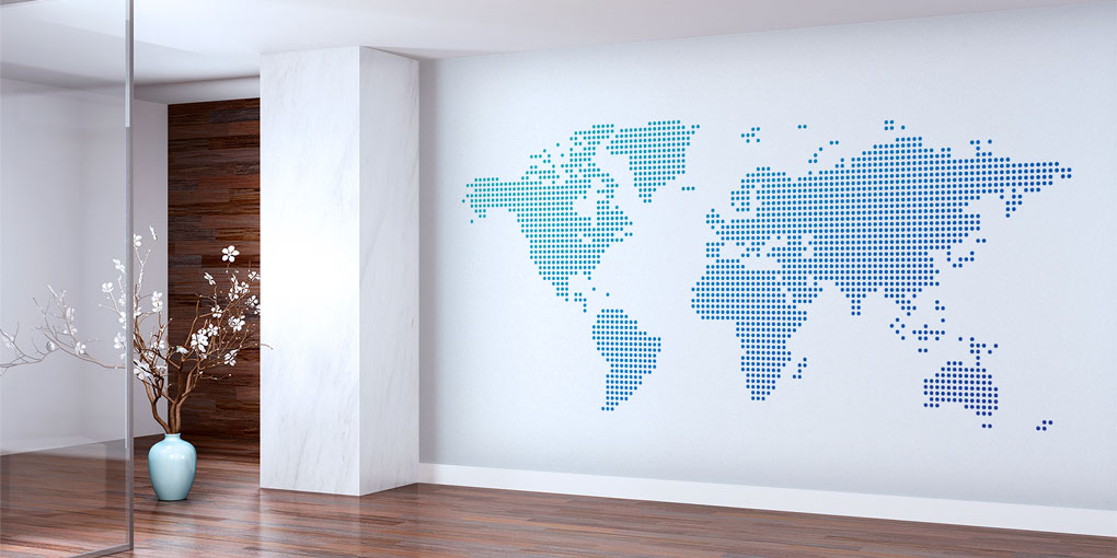 Nokta Desenli Minimal Dünya Haritası Harita Sanatı Duvar Kağıdı 5130