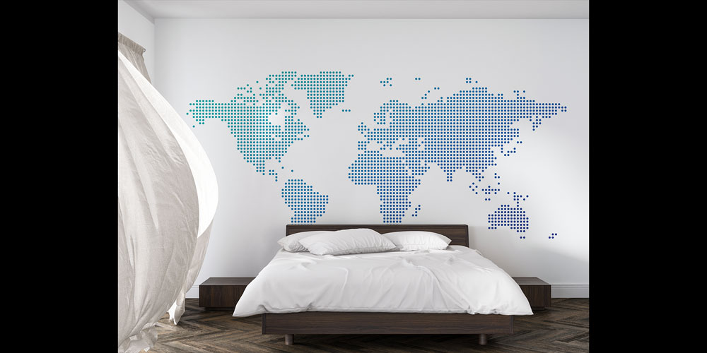Nokta Desenli Minimal Dünya Haritası Harita Sanatı Duvar Kağıdı 5130