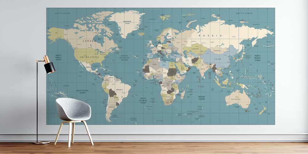 duvar-kagidi-5131-0 Gridli Detaylı Dünya Haritası Harita Sanatı Duvar Kağıdı 5131