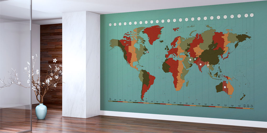 Retro Zaman Dilimli Detaylı Dünya Haritası Harita Sanatı Duvar Kağıdı 5136