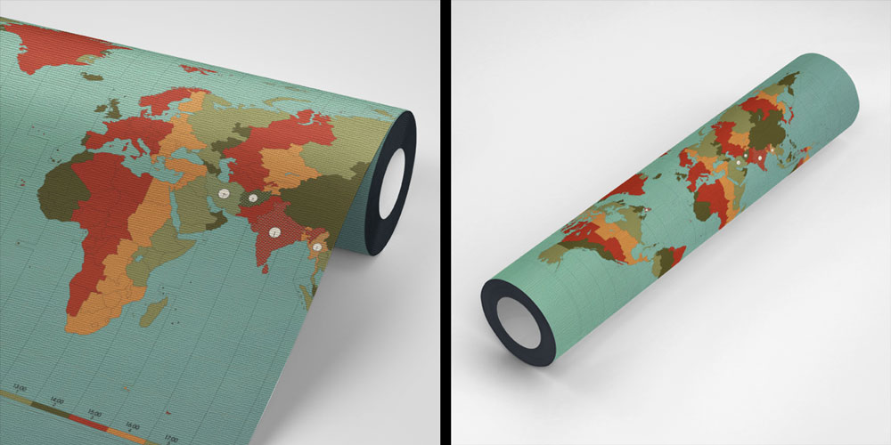 Retro Zaman Dilimli Detaylı Dünya Haritası Harita Sanatı Duvar Kağıdı 5136