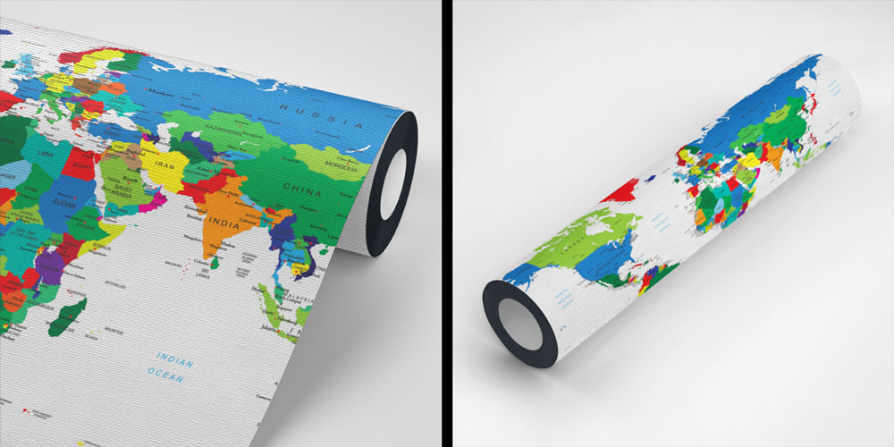 Renk Kodlu Detaylı Siyasi Dünya Haritası Harita Sanatı Duvar Kağıdı 5137