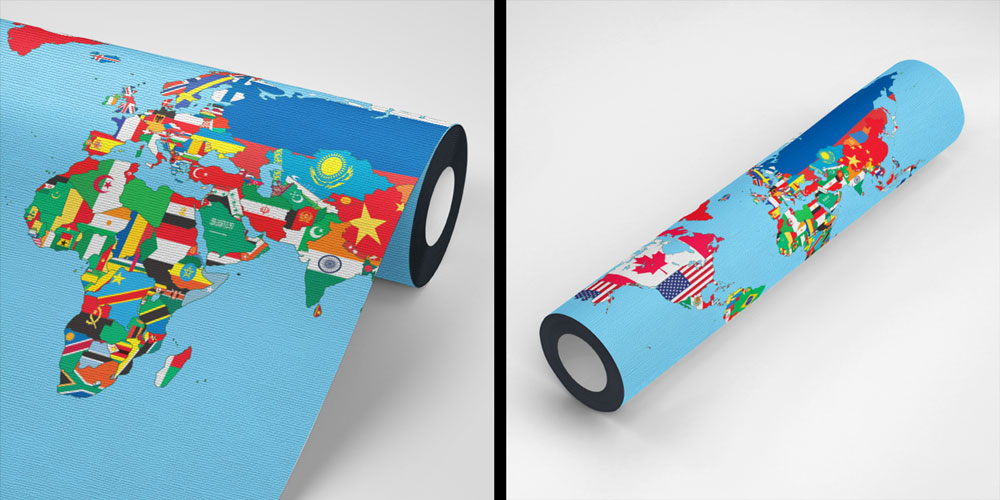 Bayrak Desenli Dünya Haritası Harita Sanatı Duvar Kağıdı 5138