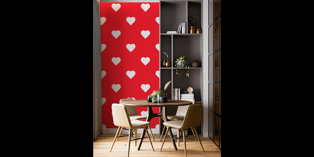 duvar-kagidi-5166-02 Kırmızı Kalp Desenli Duvar Kağıdı 5166