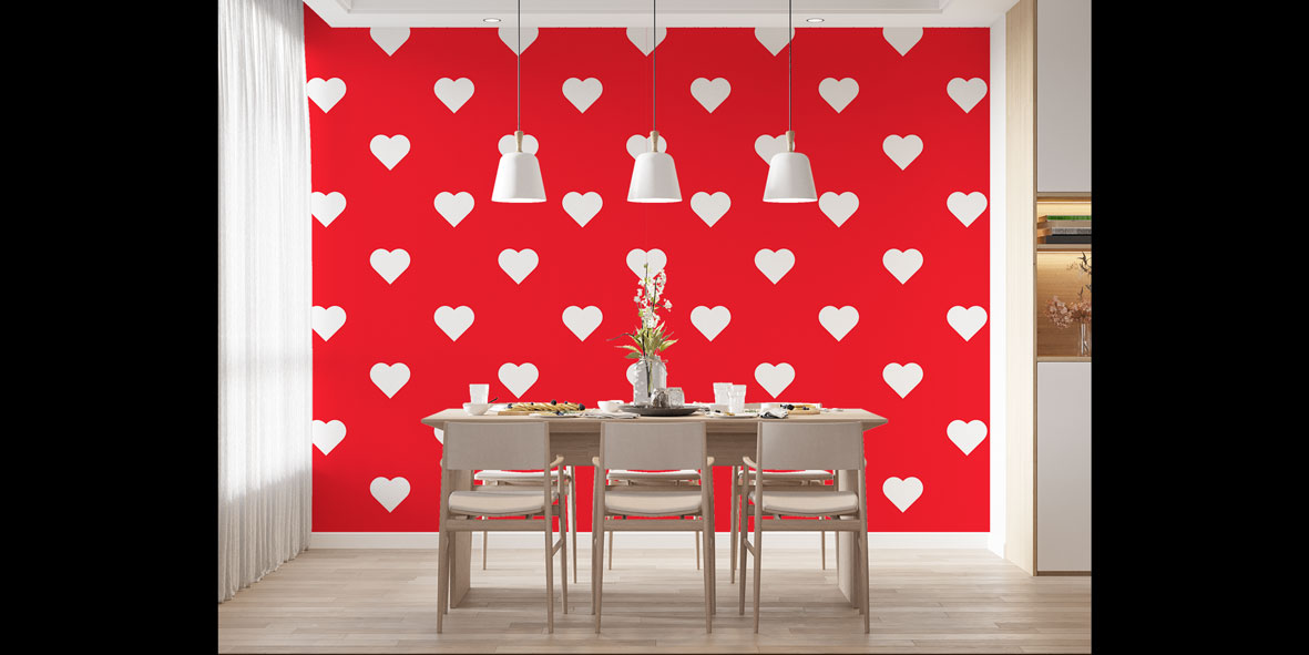 duvar-kagidi-5166-03 Kırmızı Kalp Desenli Duvar Kağıdı 5166