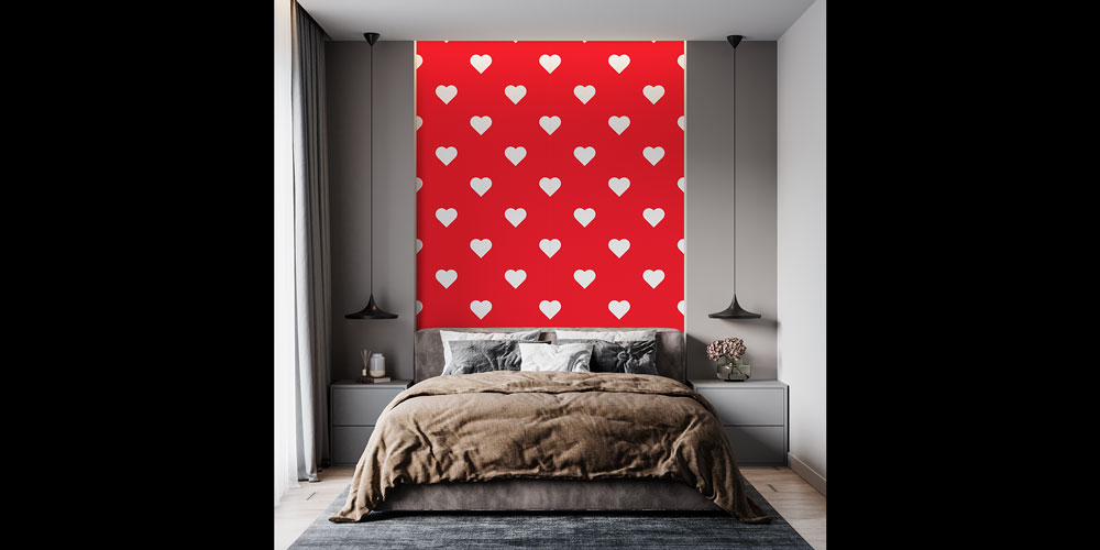 duvar-kagidi-5166-04 Kırmızı Kalp Desenli Duvar Kağıdı 5166