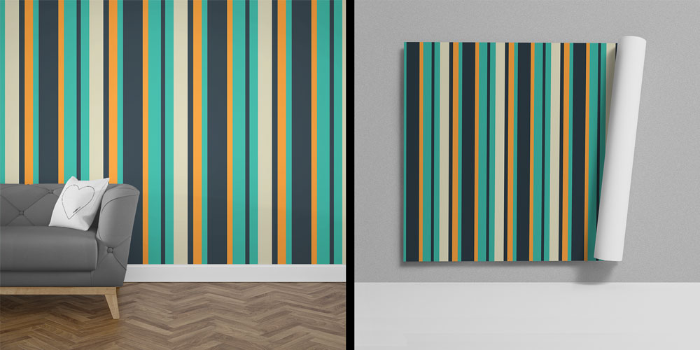 Renkli Dikey Çizgili Desen Sanatı Duvar Kaplaması 5168