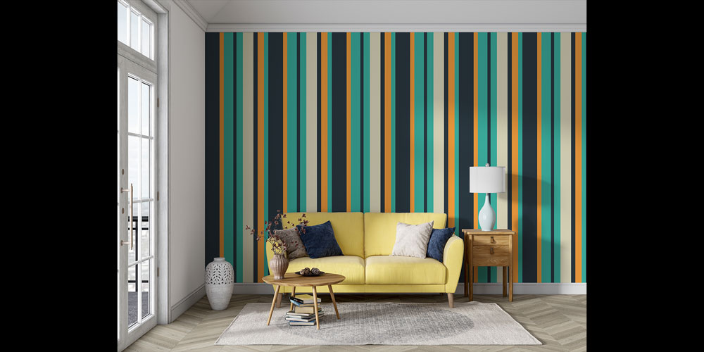 Renkli Dikey Çizgili Desen Sanatı Duvar Kaplaması 5168