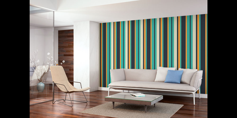 Renkli Dikey Çizgili Desen Sanatı Duvar Kaplaması 5168