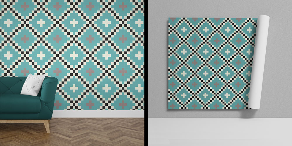 Geometrik Elmas Motifli Desen Sanatı Duvar Kaplaması 5169