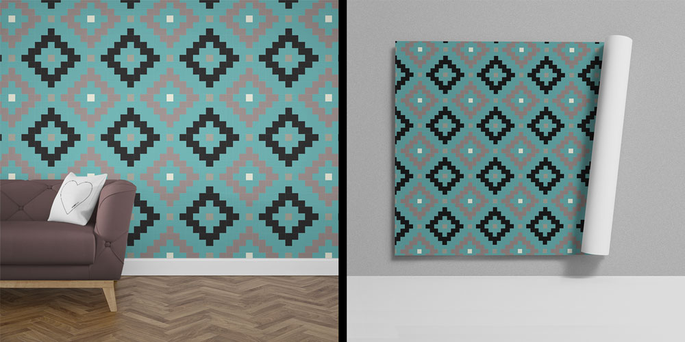 Piksel Elmas Motifli Desen Sanatı Duvar Kaplaması 5172