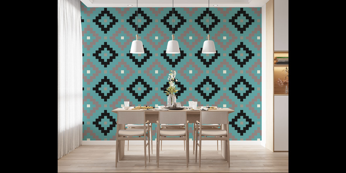 Piksel Elmas Motifli Desen Sanatı Duvar Kaplaması 5172