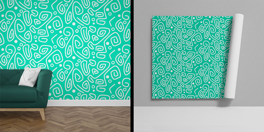 Organik Soyut Çizgili Desen Duvar Kağıdı 5188