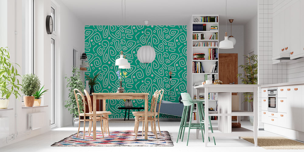 Organik Soyut Çizgili Desen Duvar Kağıdı 5188