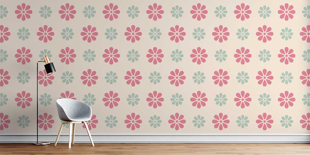 Pastel Çiçek Desenli Dekoratif Duvar Kağıdı 5222