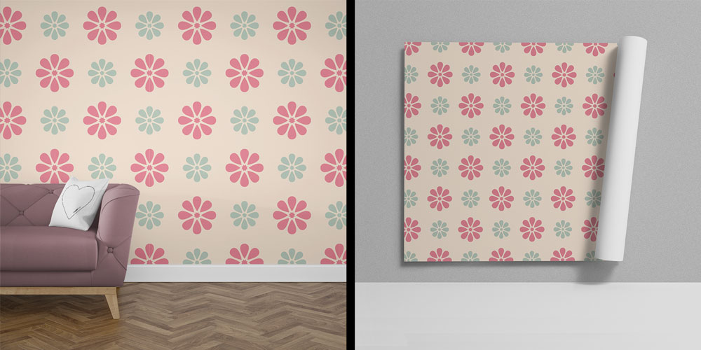 Pastel Çiçek Desenli Dekoratif Duvar Kağıdı 5222