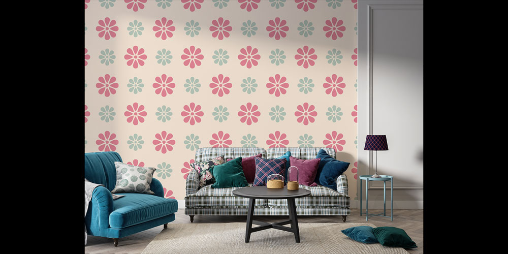 Pastel Çiçek Desenli Dekoratif Duvar Kağıdı 5222