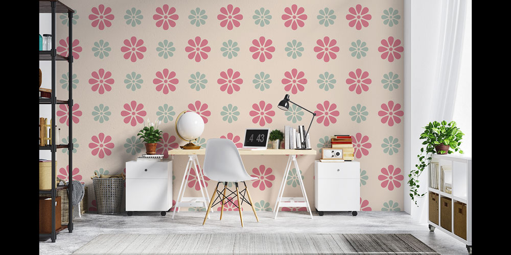 Pastel Çiçek Desenli Dekoratif Duvar Kağıdı 5222