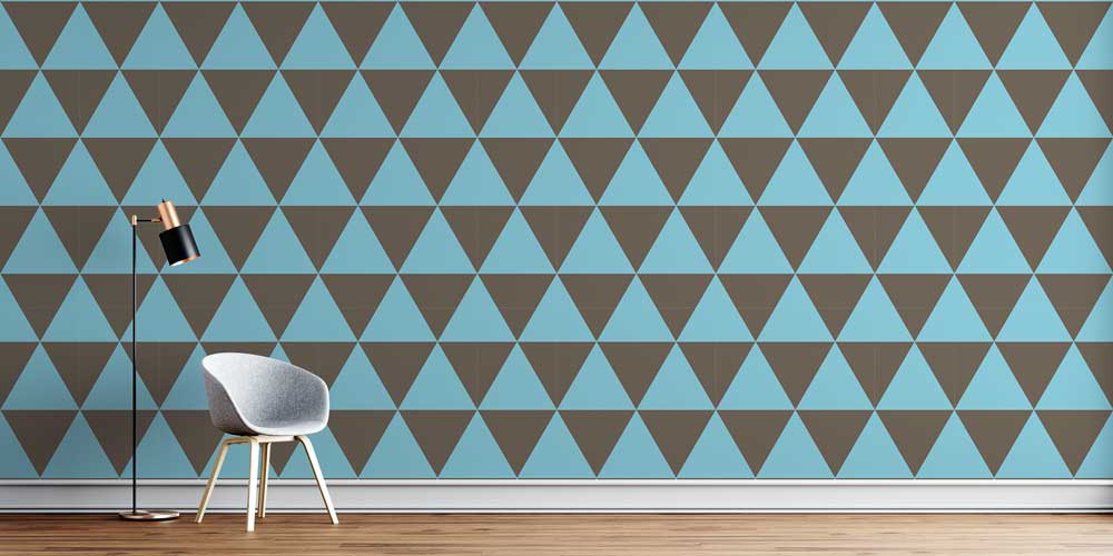 Turkuaz Kahverengi Üçgen Geometrik Desen Duvar Kağıdı 5223