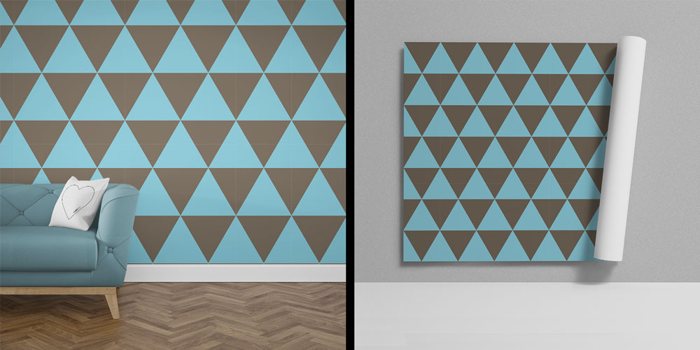 Turkuaz Kahverengi Üçgen Geometrik Desen Duvar Kağıdı 5223