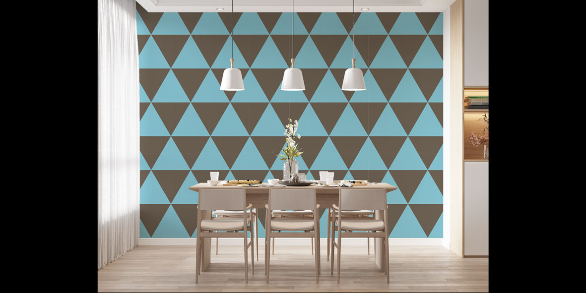 Turkuaz Kahverengi Üçgen Geometrik Desen Duvar Kağıdı 5223