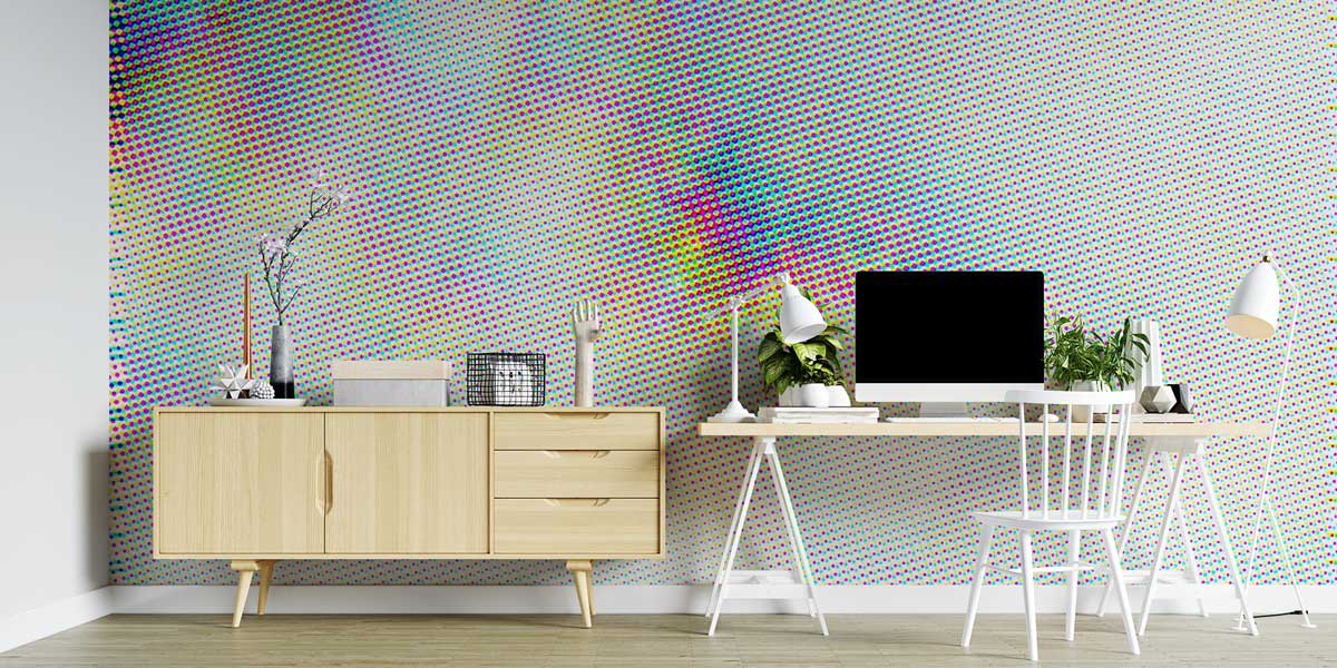 Renkli Pikselli Soyut Tasarım Modern Duvar Kağıdı 5386