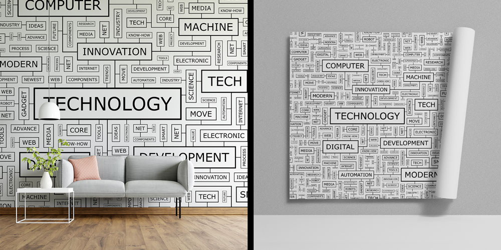 Teknoloji Yazılı Duvar Kağıdı - Modern Endüstri Duvar Dekoru 5467