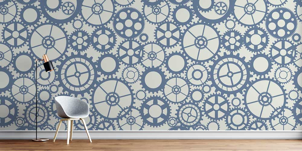 Endüstriyel Dişli Desenli Duvar Kağıdı - Mühendislik Duvar Dekoru 5468