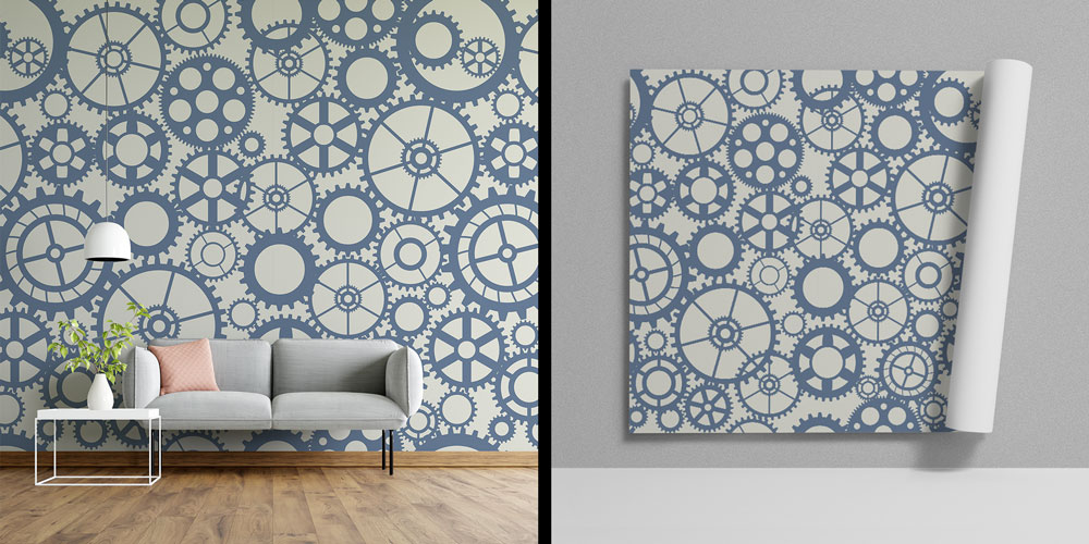 Endüstriyel Dişli Desenli Duvar Kağıdı - Mühendislik Duvar Dekoru 5468