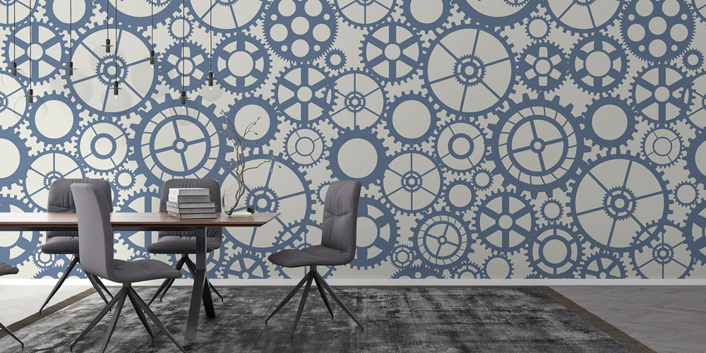 Endüstriyel Dişli Desenli Duvar Kağıdı - Mühendislik Duvar Dekoru 5468