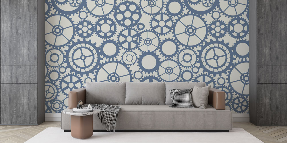 Endüstriyel Dişli Desenli Duvar Kağıdı - Mühendislik Duvar Dekoru 5468