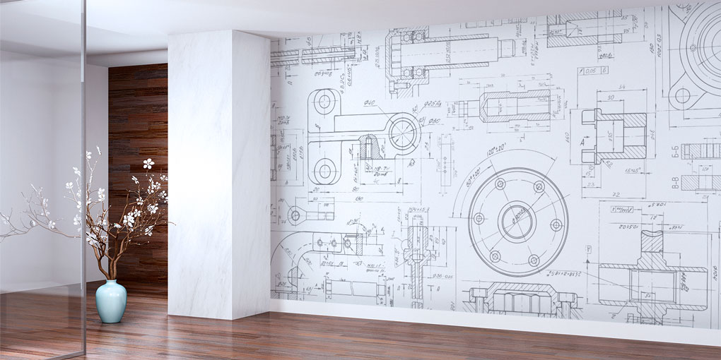 Mühendislik Çizimleri Desenli Duvar Kağıdı 5473